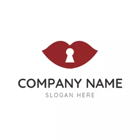 Fashion & Beauty Logo Lock Cylinder and Red Lip logo design