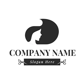 Hair Logo Long Black Hair Mode logo design