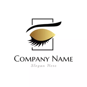 Eyebrow Logo Long Eyelash and Golden Eye Shadow logo design