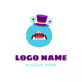 モンスターロゴ Lovely Blue Monster logo design