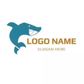 Shark Logo Lovely Blue Shark and Outline logo design