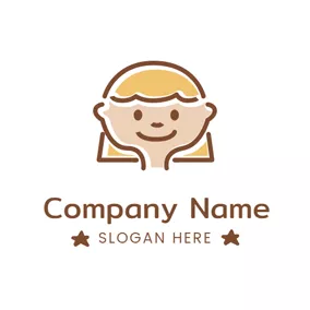 Daycare Logo Lovely Brown Rectangle and Kid logo design