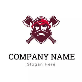 Saw Logo Lumberjack Head and Axe logo design