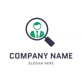 Business & Consulting Logo Magnifying Glass and Staff logo design