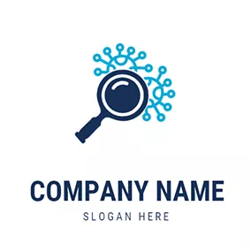 Virus Logo Magnifying Glass Cell Virus logo design