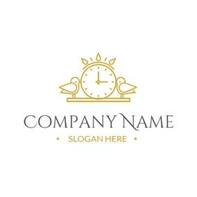 Clock Logo Magpie and Clock Icon logo design