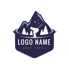 Winter Logo Man and Ski Resort logo design
