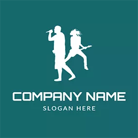 Artist Logo Man Singer and Woman Guitarist logo design
