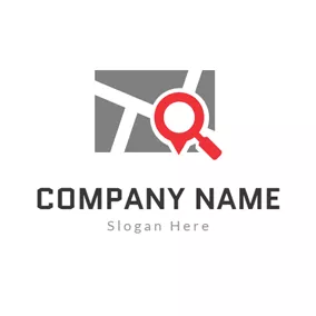 GPS Logo Map and Magnifying Glass logo design