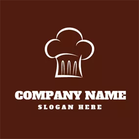 Restaurant Logo Maroon and White Chef Hat logo design