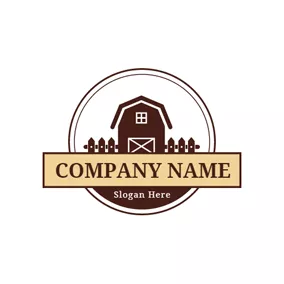Agriculture Logo Maroon House and Circle Farm logo design