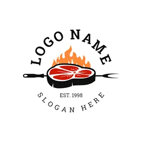 Grill Logo Meat Fire Grill Bbq logo design