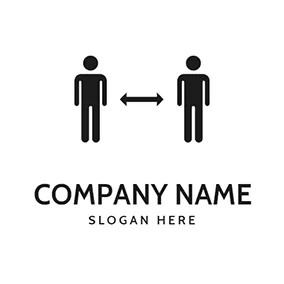 Social Distancing Logo Mellow Human Sign and Social Distance logo design