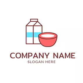 Milk Logo Milk Box and Red Bowl logo design