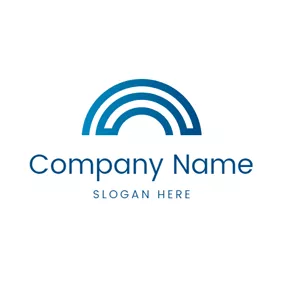 Brücke Logo Minimal Blue and White Bridge logo design