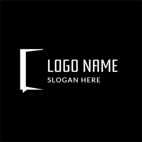 家具ロゴ Minimalist Black Opened Door logo design