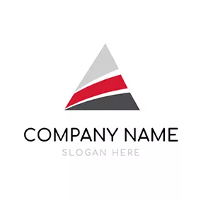 Pyramid Logo Modern Red and Gray Stripe Pyramid logo design