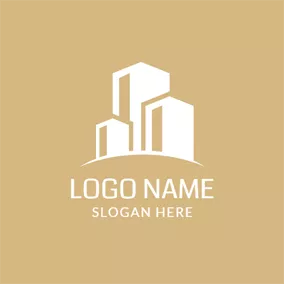 Construction Logo Modern White Skyscraper logo design