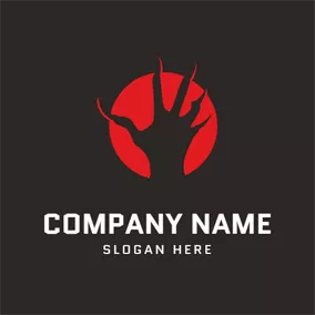 爪子 Logo Moon and Monster Hand logo design