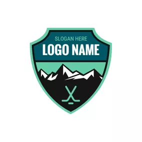 Team Logo Mountain and Green Hockey Emblem logo design