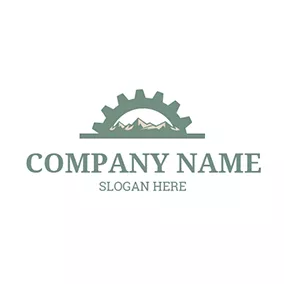 Industrial Logo Mountain and Vector Gear logo design