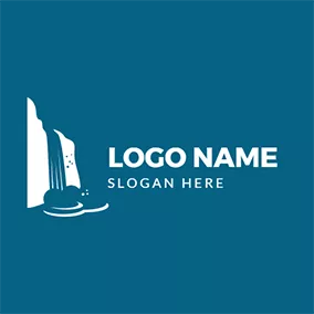 Logo De La Montagne Mountain Flank River Waterfall logo design