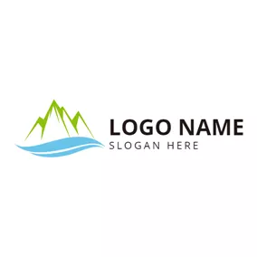 Peak Logo Mountain Outline and Small River logo design