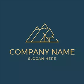 Camping Logo Mountain Tent Tree Camping logo design
