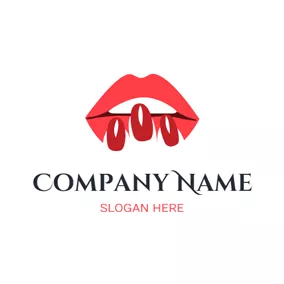 Nails Logo Nail Polish and Red Lip logo design