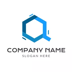 Logótipo Q Navy Blue Hexagon and Letter Q logo design