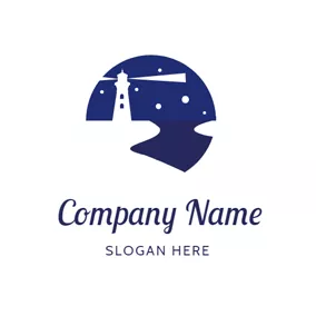 Beacon Logo Night Sky and White Lighthouse logo design