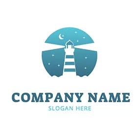 Light Logo Night Star Lighthouse Coast logo design