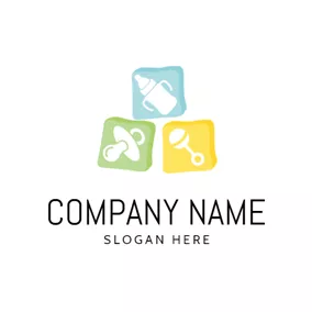 Children & Childcare Logo Nipple and Feeding Bottle logo design