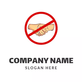 Handshake Logo No Handshake and Social Distancing logo design