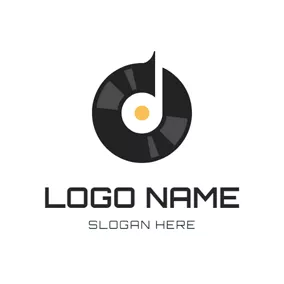 Logotipo Do álbum Note Symbol and Black Vinyl logo design