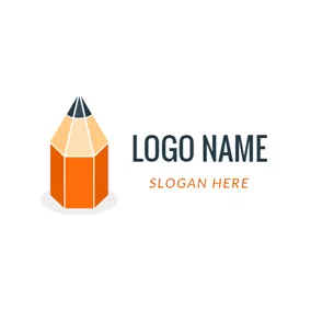 Pencil Logo Orange and Beige Pencil logo design