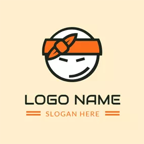 Sushi Logo Orange and Black Banner logo design