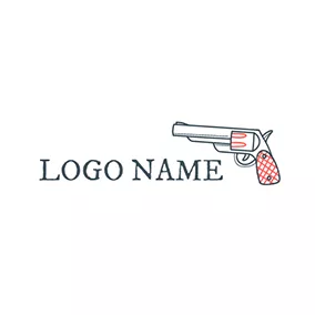 Emblem Logo Orange and Black Gun logo design