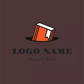 Library Logo Orange and White Book logo design