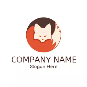 キツネのロゴ Orange and White Fox Icon logo design