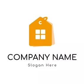 Life Logo Orange and White House Icon logo design