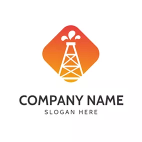 Construction Logo Orange and White Petroleum Icon logo design