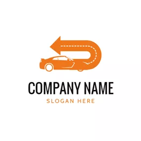 Parking Logo Orange Arrow and Motor Vehicle logo design
