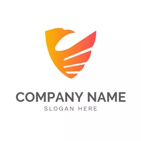 鷹Logo Orange Badge and Eagle Wing logo design