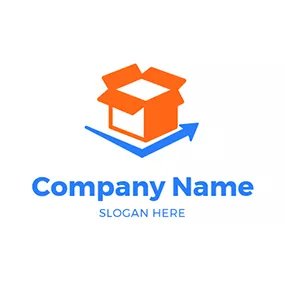 Lieferung Logo Orange Box and Blue Arrow logo design