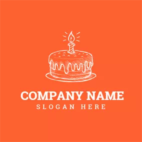 Bakery Logo Orange Candle and Birthday Cake logo design