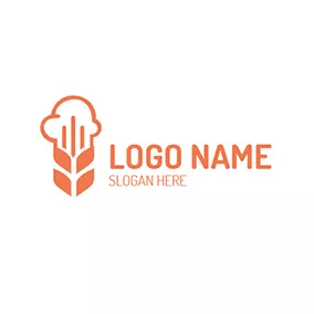 Wheat Logo Orange Chef Cap and Wheat logo design