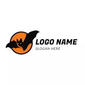 バットロゴ Orange Circle and Bat logo design