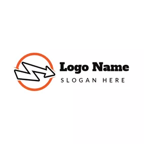 Abstract Logo Orange Circle and Black Arrow logo design