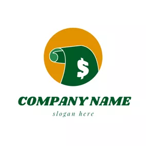 Finance & Insurance Logo Orange Circle and Green Paper Money logo design